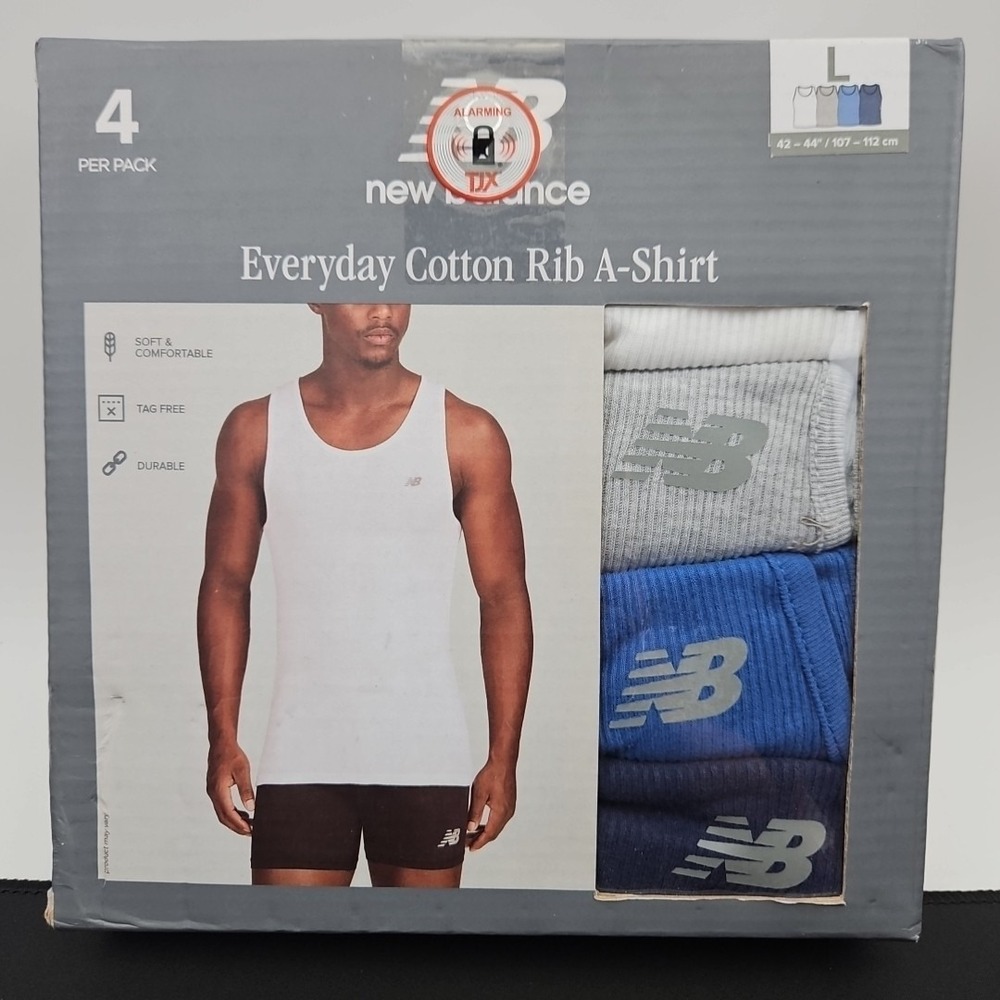 New Balance 4-Pack‎ Cotton Rib A-Shirt Tank Top Men's Size Large 42-44" New
